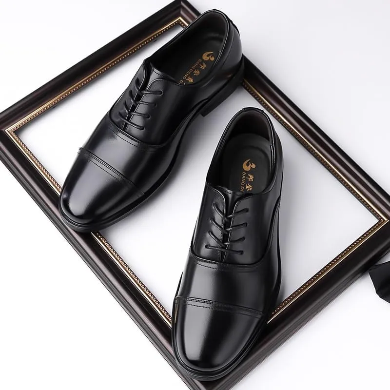 Men's Classic Lace Up Low Top Leather Dress Shoes Men Comfort Hand Stitched Business Formal Derby Shoes