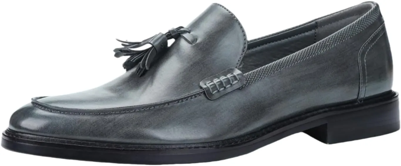 Men's Dress Shoes,Genuine Leather Tassel Loafer Slip on Dress Shoes for Men Hand-Stitched Wooden Sole