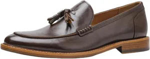 Men's Dress Shoes,Genuine Leather Tassel Loafer Slip on Dress Shoes for Men Hand-Stitched Wooden Sole