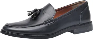 Men's Dress Shoes,Genuine Leather Tassel Loafer Slip on Dress Shoes for Men Hand-Stitched Wooden Sole