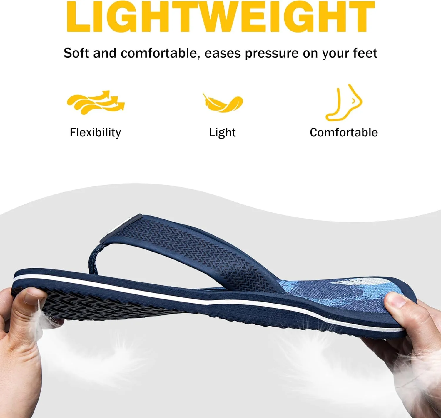 Men's Flip Flops & Sandals with Arch Support - Non-Slip Textured Sole,Waterproof for Beach