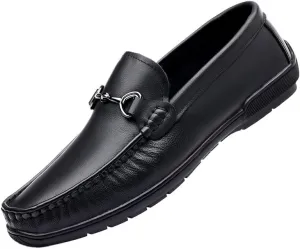 Men's Genuine Leather Hand Stitched Dress Loafers Mens Moccasins Commuter Slip-Resistant Lightweight Breathable Easy to Walk Slip-On Shoes with Non-Slip Sole