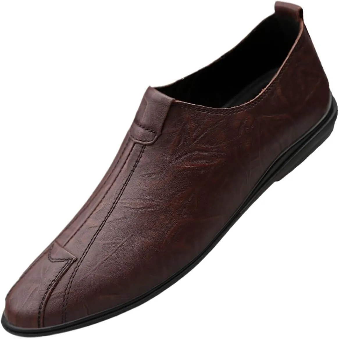 Men's Lightweight Leather Loafers - Classic Driving Shoes with Flexible Fit, Stitching Details, and Comfortable Slip-Ons for Everyday Wear