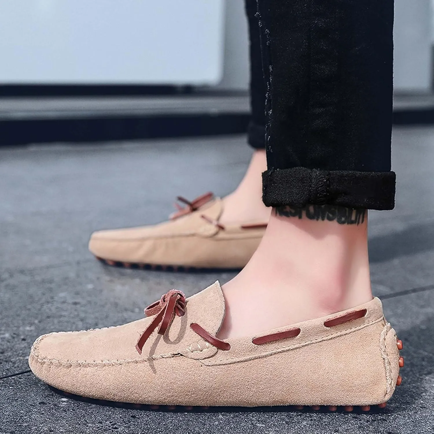 Men's Loafers Handmade Suede Driving Shoes Comfort Flats Men's Outdoor Sports Walking Shoes-Men's Shoes Large Size 5-15 US Sizes