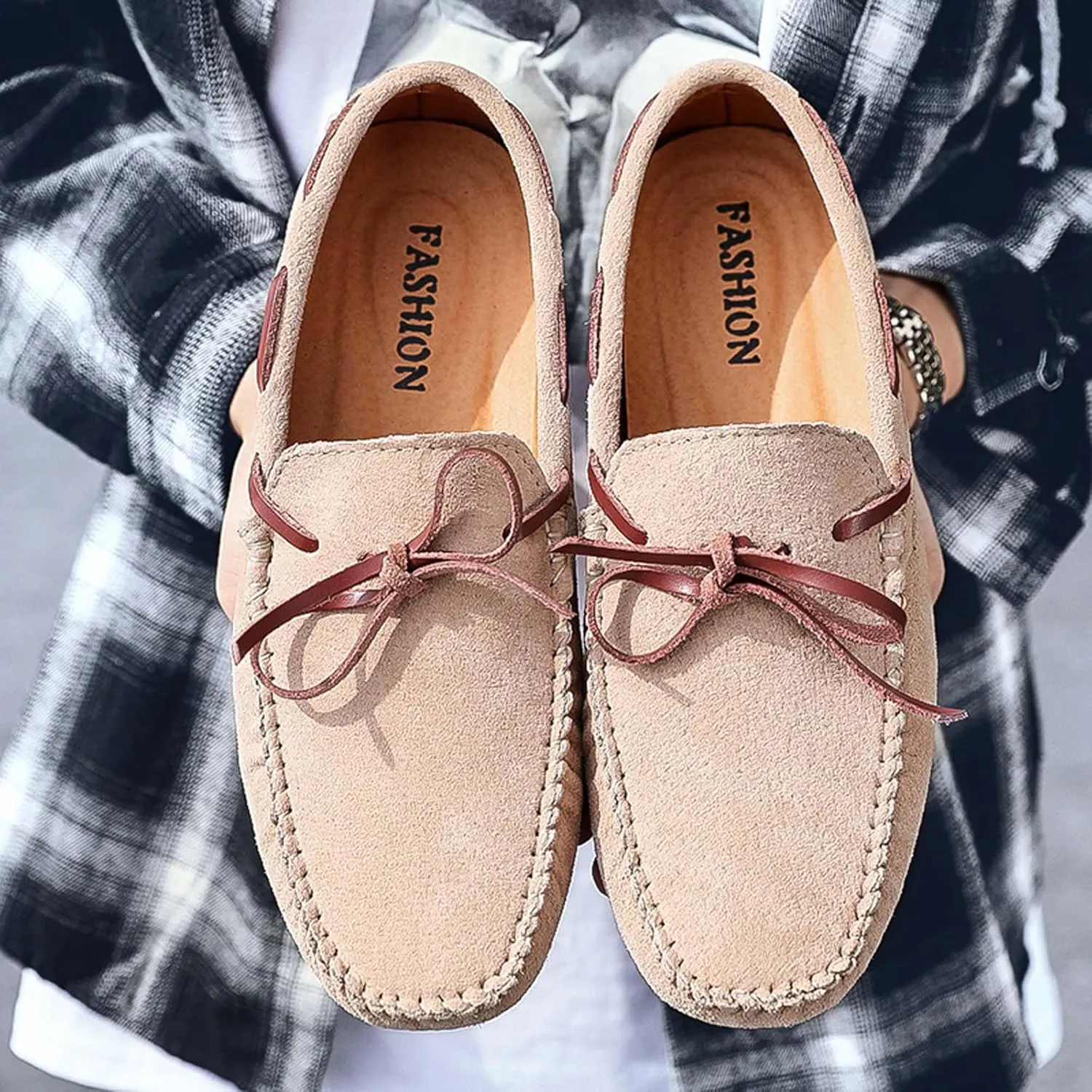 Men's Loafers Handmade Suede Driving Shoes Comfort Flats Men's Outdoor Sports Walking Shoes-Men's Shoes Large Size 5-15 US Sizes