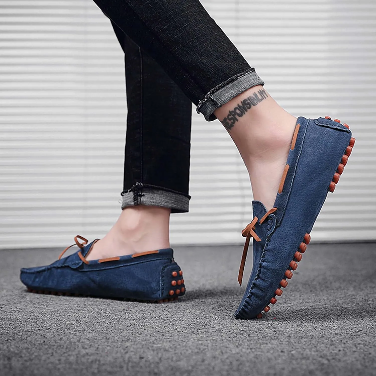 Men's Loafers Handmade Suede Driving Shoes Comfort Flats Men's Outdoor Sports Walking Shoes-Men's Shoes Large Size 5-15 US Sizes