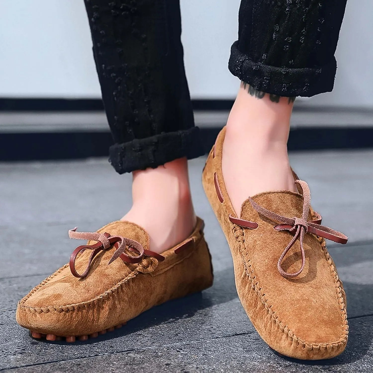 Men's Loafers Handmade Suede Driving Shoes Comfort Flats Men's Outdoor Sports Walking Shoes-Men's Shoes Large Size 5-15 US Sizes
