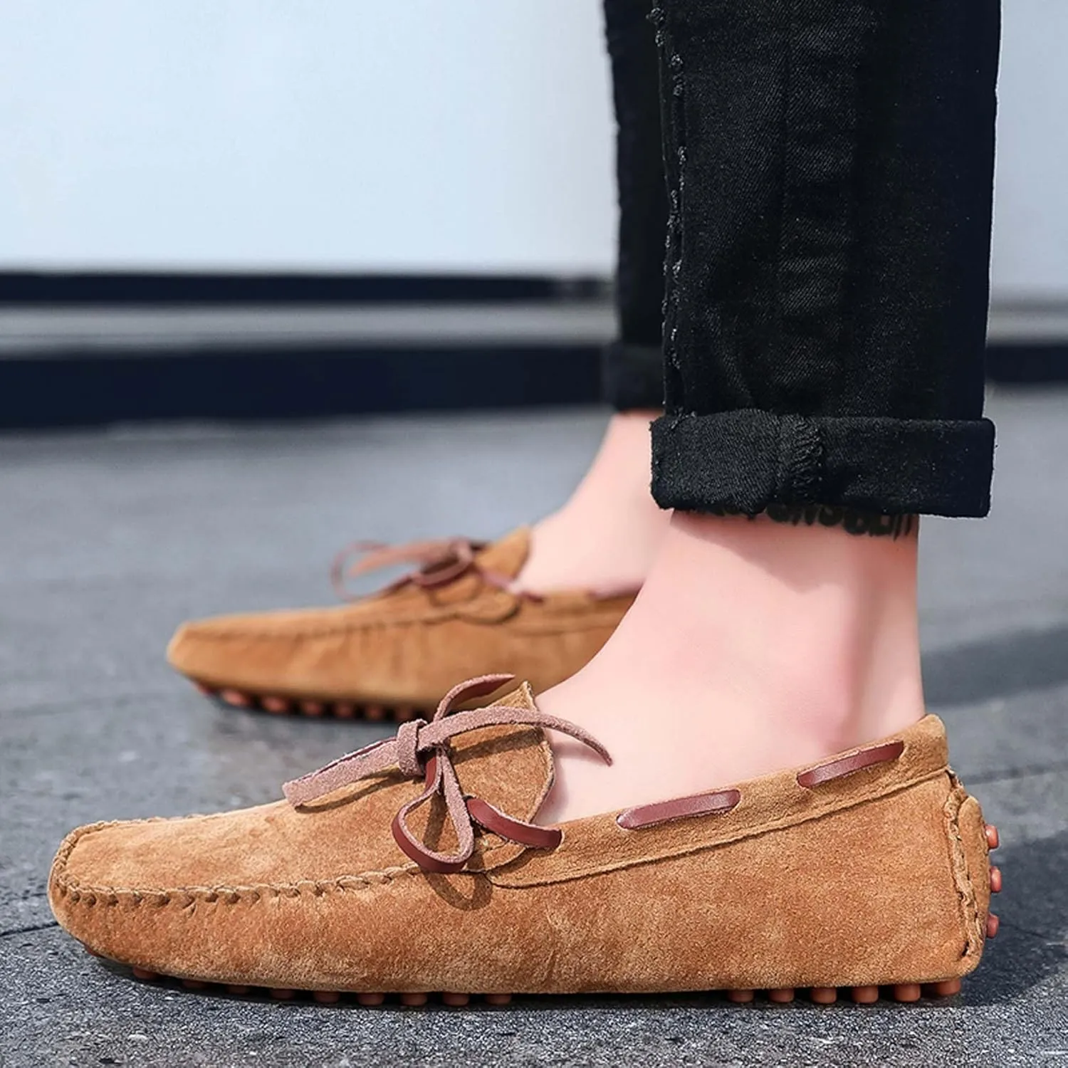 Men's Loafers Handmade Suede Driving Shoes Comfort Flats Men's Outdoor Sports Walking Shoes-Men's Shoes Large Size 5-15 US Sizes