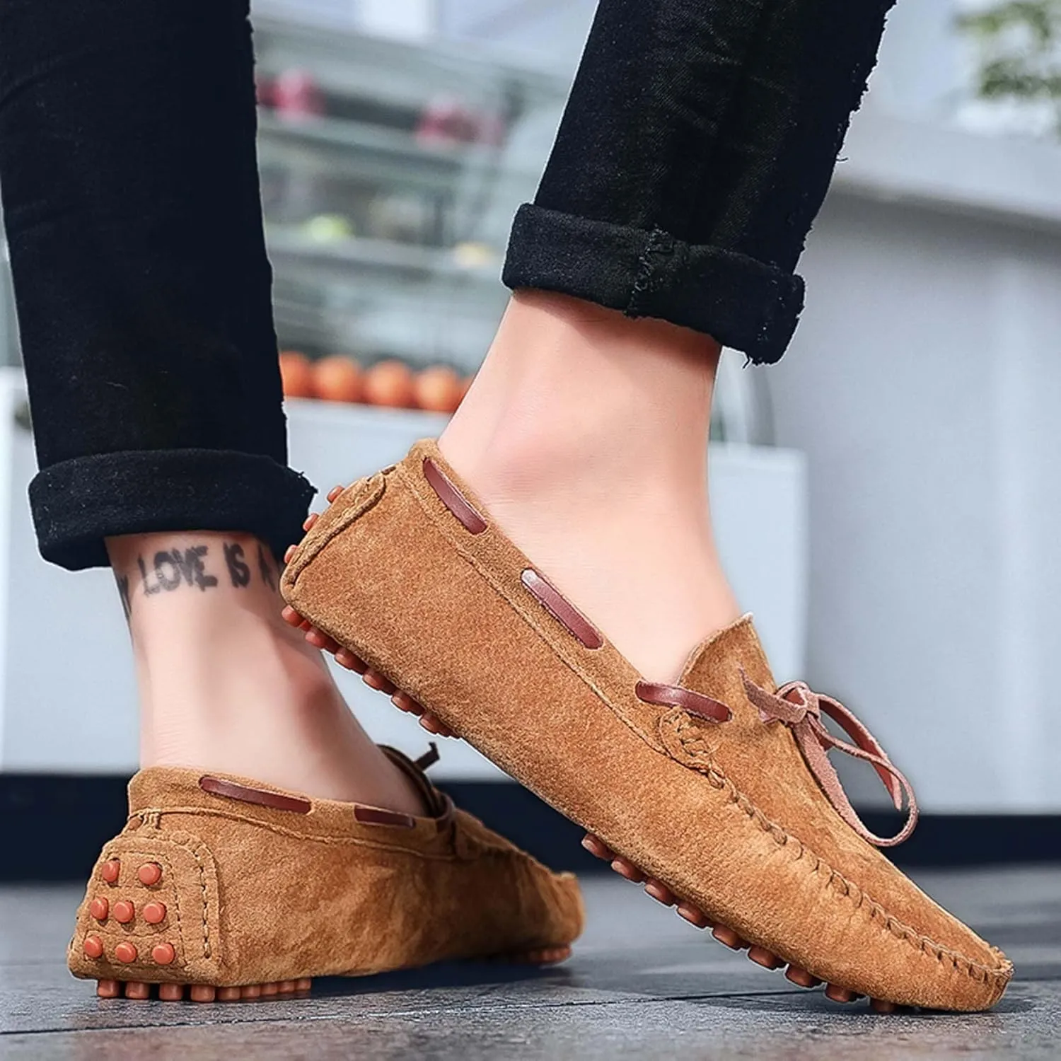 Men's Loafers Handmade Suede Driving Shoes Comfort Flats Men's Outdoor Sports Walking Shoes-Men's Shoes Large Size 5-15 US Sizes