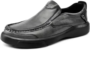Men's Loafers Leather Slip-Ons with Stitched Detailing Arch Support Suitable for Driving Black and Grey Shoes Comfort Style