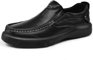 Men's Loafers Leather Slip-Ons with Stitched Detailing Arch Support Suitable for Driving Black and Grey Shoes Comfort Style