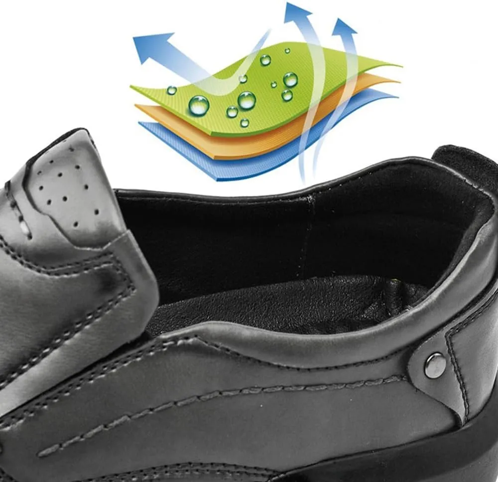 Men's Loafers Leather Slip-Ons with Stitched Detailing Arch Support Suitable for Driving Black and Grey Shoes Comfort Style