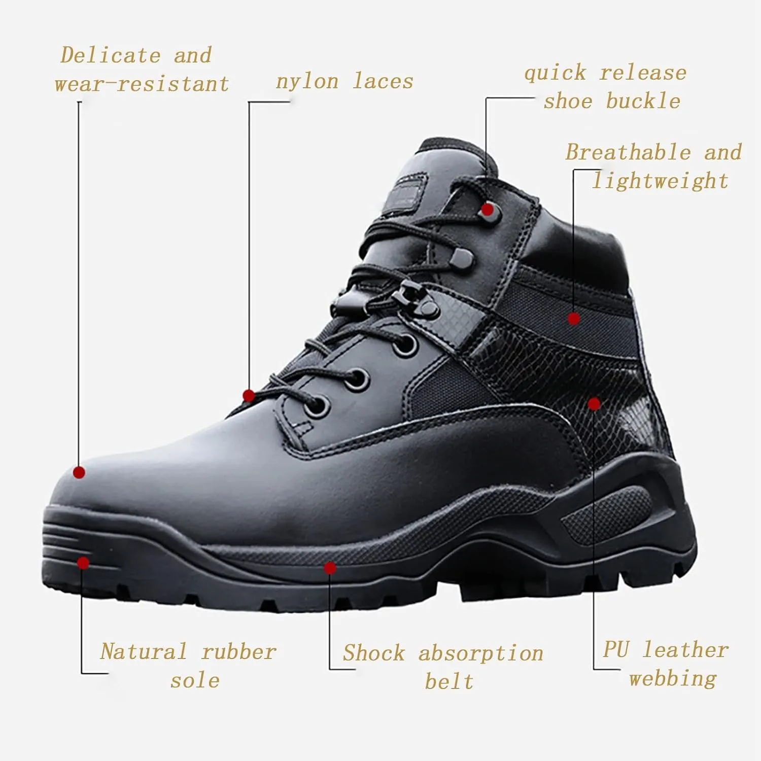 Men's Low Cut Military Boots, Non-slip Spring and Autumn Comfort Durable Combat Boots, for Men's and Women's Outdoor Wear-resistant Hiking Tactical Boots