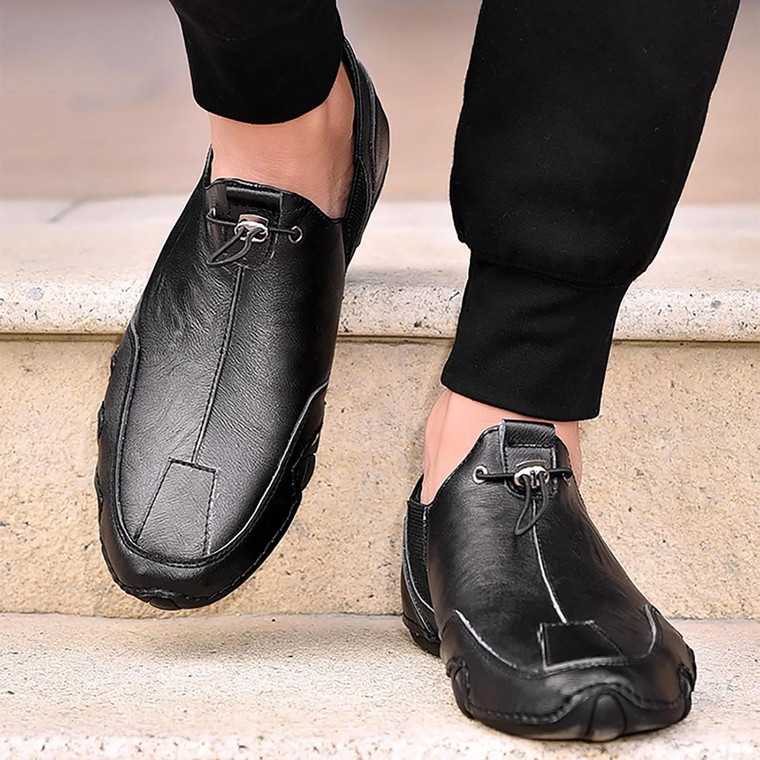 Mens Slip-on Loafers Casual Shoes Casual Penny Driving Loafers Comfortable Leather Stitched Slip On Boat Shoes for Men