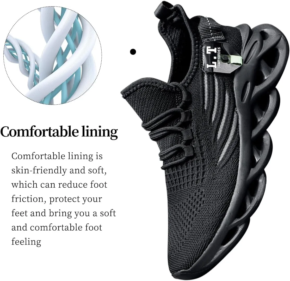 Mens Slip On Running Shoes Non Slip Athletic Walking Trainers Fashion Sneakers Lightweight Breathable Mesh Tennis Comfortable