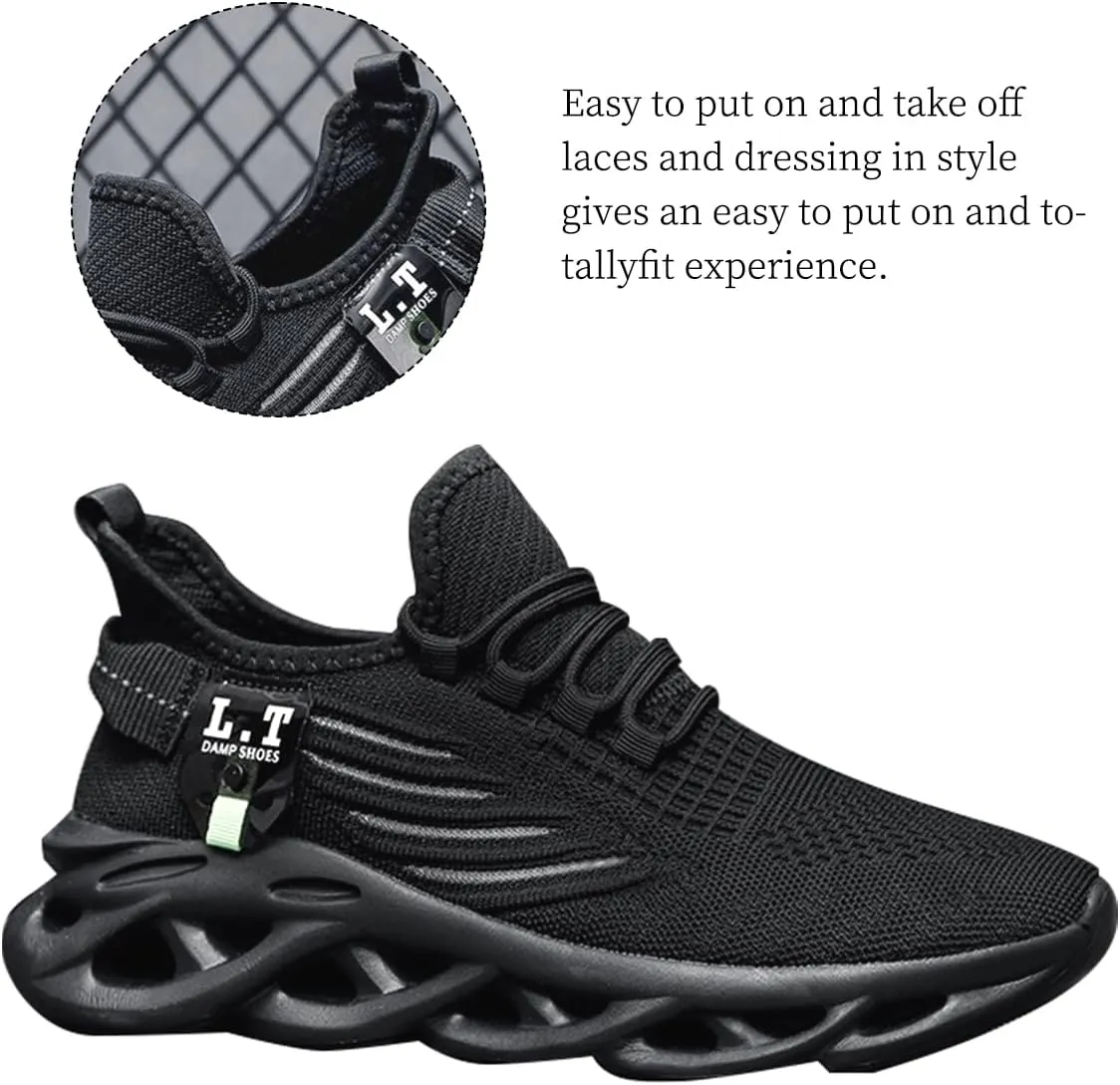 Mens Slip On Running Shoes Non Slip Athletic Walking Trainers Fashion Sneakers Lightweight Breathable Mesh Tennis Comfortable