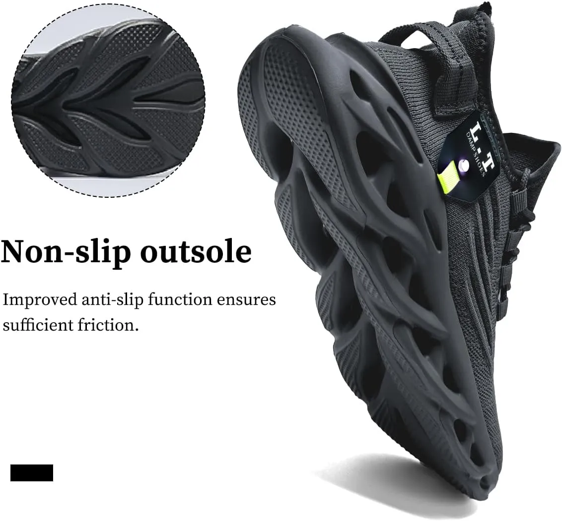 Mens Slip On Running Shoes Non Slip Athletic Walking Trainers Fashion Sneakers Lightweight Breathable Mesh Tennis Comfortable