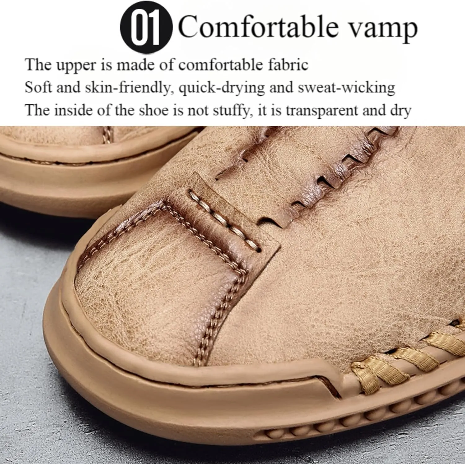 Men's Stylish Leather Slip-on Hand Stitched Loafers Casual Comfort Flat Non-Slip Classic Moccasins Business Formal Oxford Penny Driving Shoes