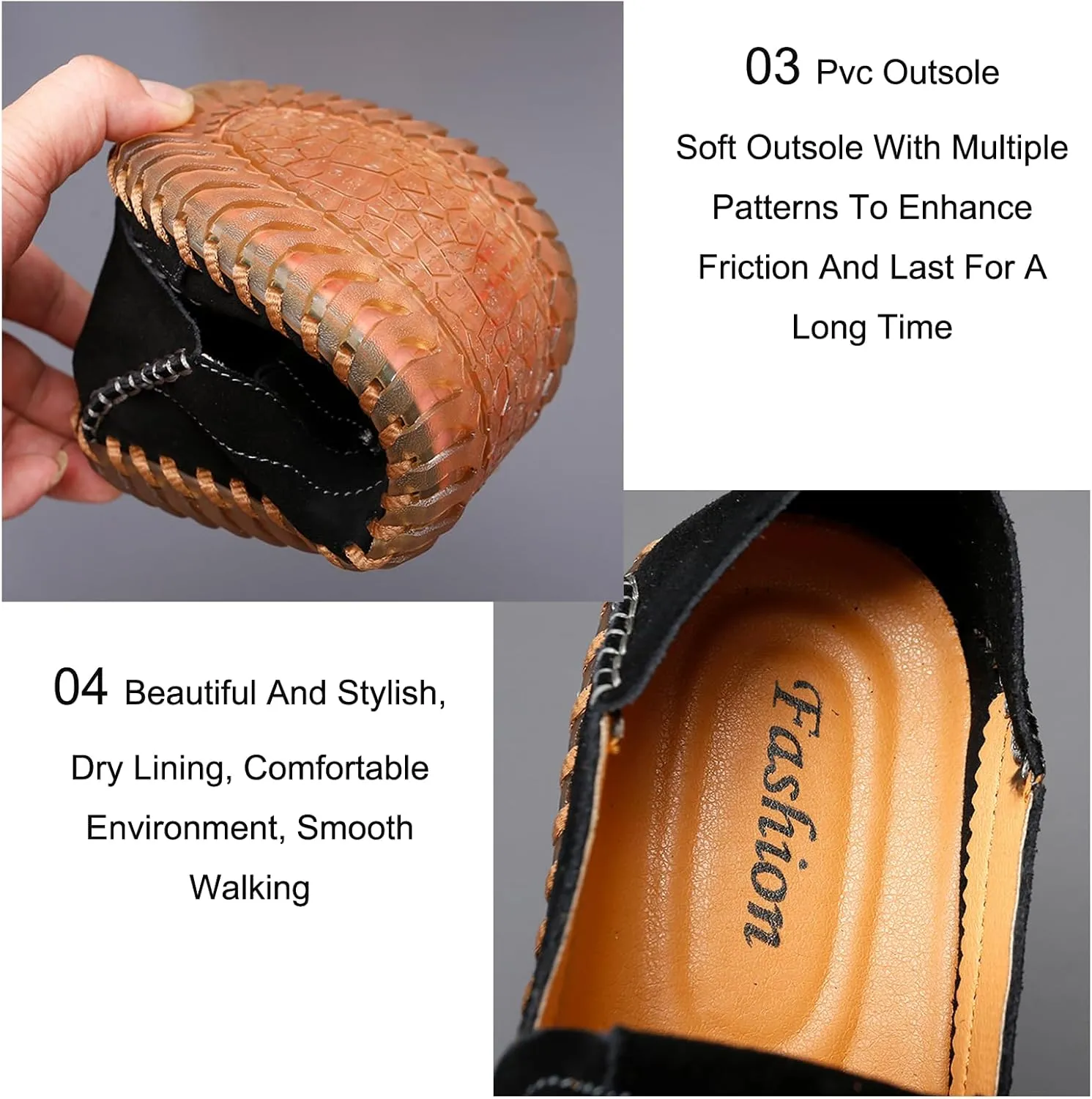 Men's Suede Flat Penny Loafers Comfortable Round Toe Vintage Hand Stitched Slip-On Driving Casual Shoes