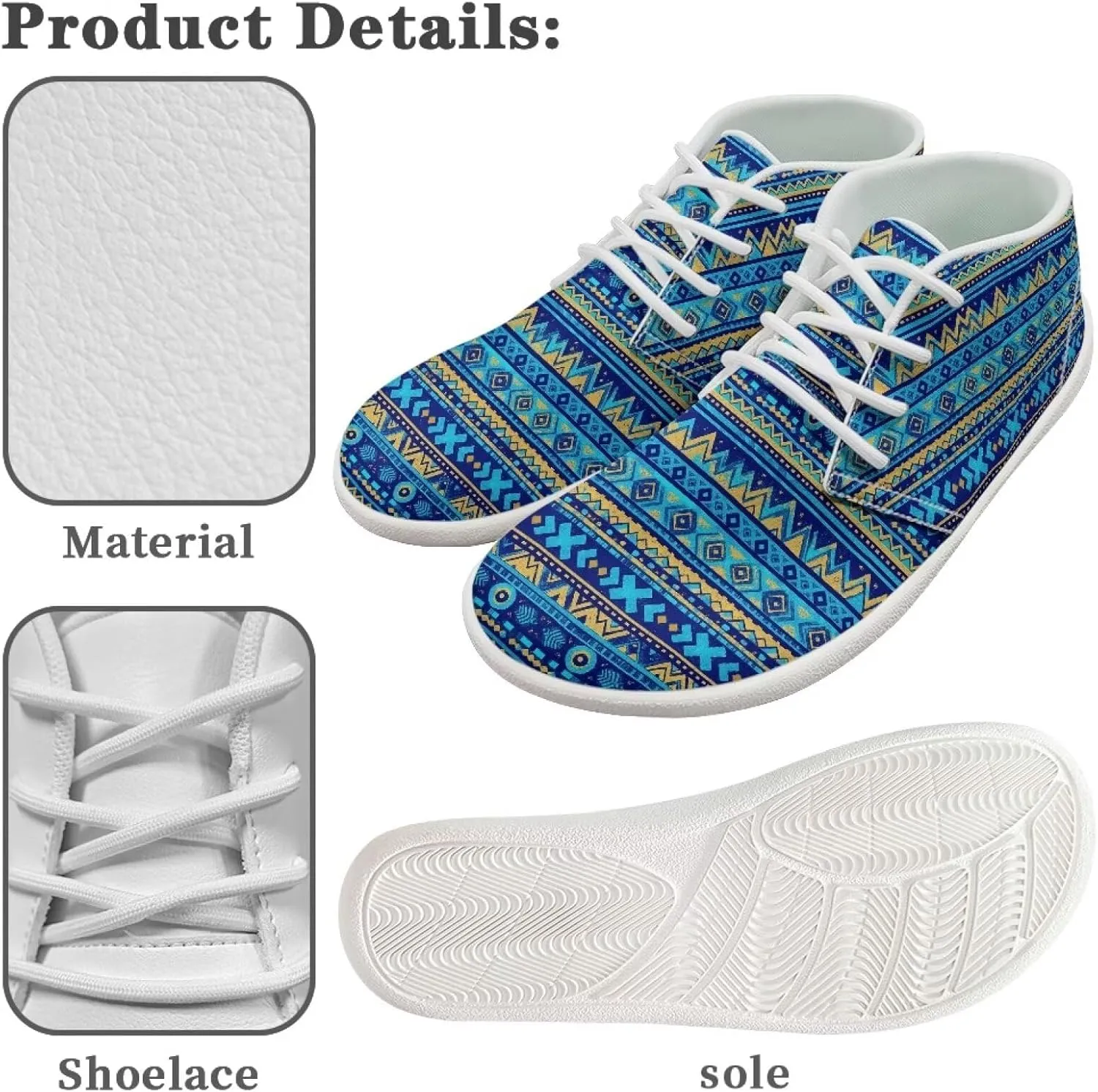 Men's Wide Barefoot Sneakers Tribal Stripes Lightweight Fitness Shoes Comfort Breathable Anti-Skid Waterproof Workout Shoe for Outdoor Indoor US 5-14 White Sole