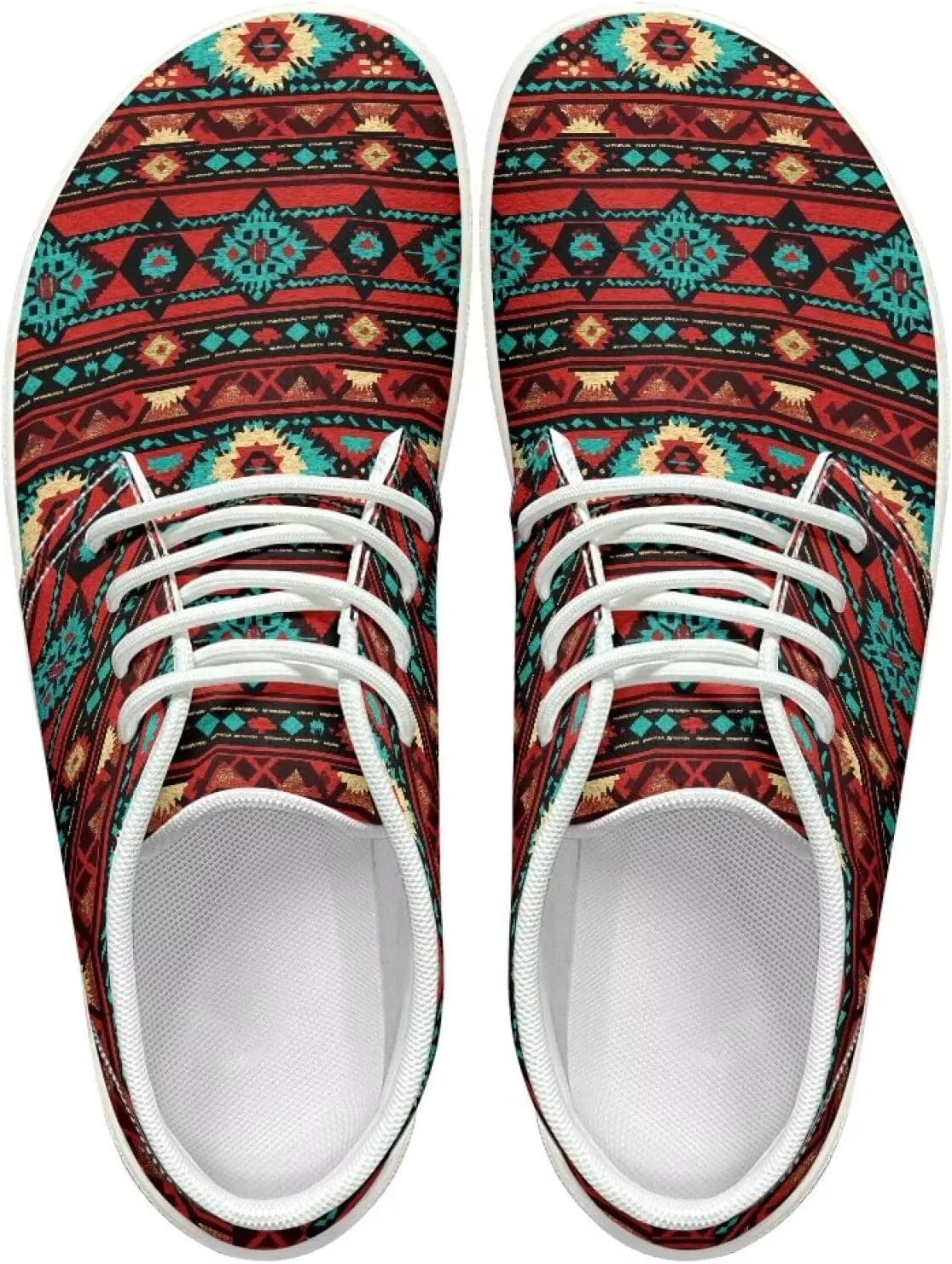 Men's Wide Barefoot Sneakers Tribal Stripes Lightweight Fitness Shoes Comfort Breathable Anti-Skid Waterproof Workout Shoe for Outdoor Indoor US 5-14 White Sole