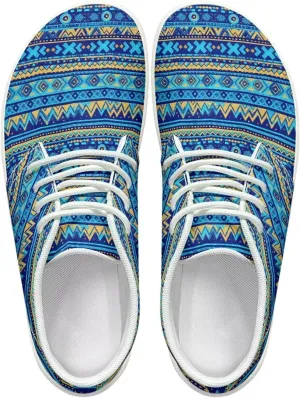 Men's Wide Barefoot Sneakers Tribal Stripes Lightweight Fitness Shoes Comfort Breathable Anti-Skid Waterproof Workout Shoe for Outdoor Indoor US 5-14 White Sole