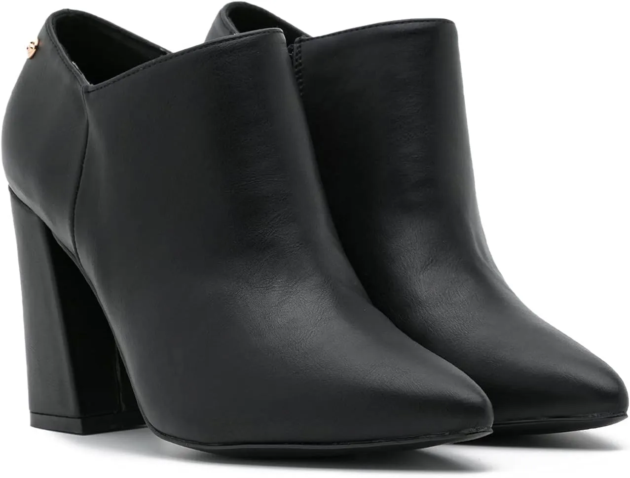 MOOMMO Women Chunky Block Heel Chelsea Ankle Boots Low Cut Zipper Pointed Closed Toe 3.5 Inch Short Booties Matte Leather Comfort Fall Winter Boot Formal Classic Office School Teacher Shoes 4-13 M US