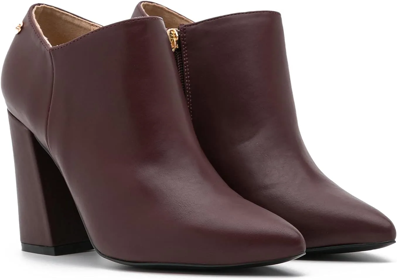 MOOMMO Women Chunky Block Heel Chelsea Ankle Boots Low Cut Zipper Pointed Closed Toe 3.5 Inch Short Booties Matte Leather Comfort Fall Winter Boot Formal Classic Office School Teacher Shoes 4-13 M US
