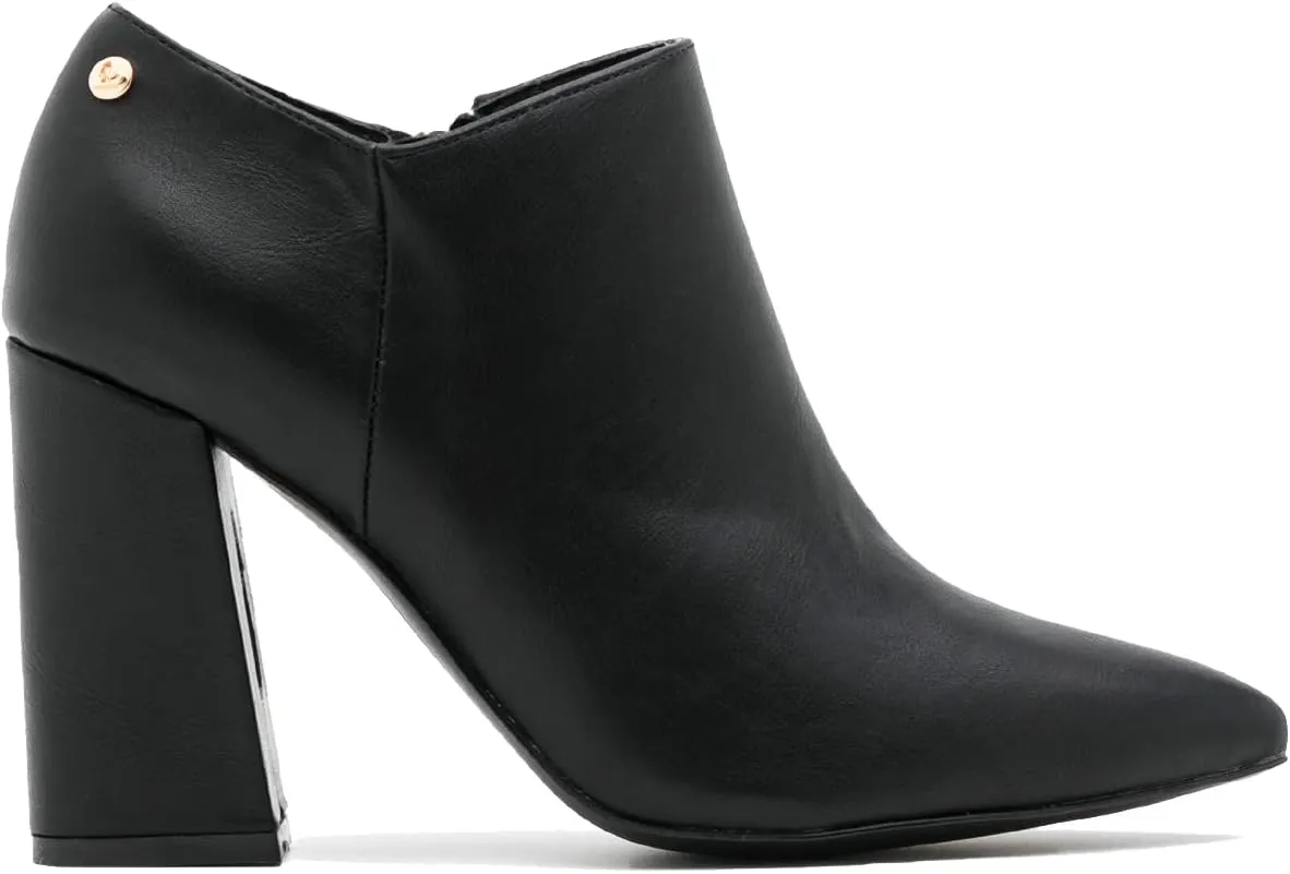 MOOMMO Women Chunky Block Heel Chelsea Ankle Boots Low Cut Zipper Pointed Closed Toe 3.5 Inch Short Booties Matte Leather Comfort Fall Winter Boot Formal Classic Office School Teacher Shoes 4-13 M US