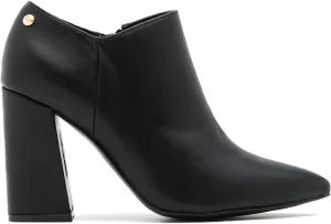 MOOMMO Women Chunky Block Heel Chelsea Ankle Boots Low Cut Zipper Pointed Closed Toe 3.5 Inch Short Booties Matte Leather Comfort Fall Winter Boot Formal Classic Office School Teacher Shoes 4-13 M US