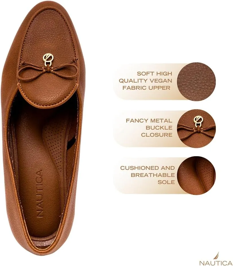 Nautica Woman Flat Loafers Luxury Designer Penny Shoes Slip On Ballet Comfortable Everyday Moccasins for Work Office Outdoor