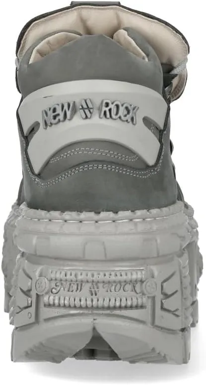 New Rock M-106WALL-C63 Grey Leather Urban Gothic Ankle Boots