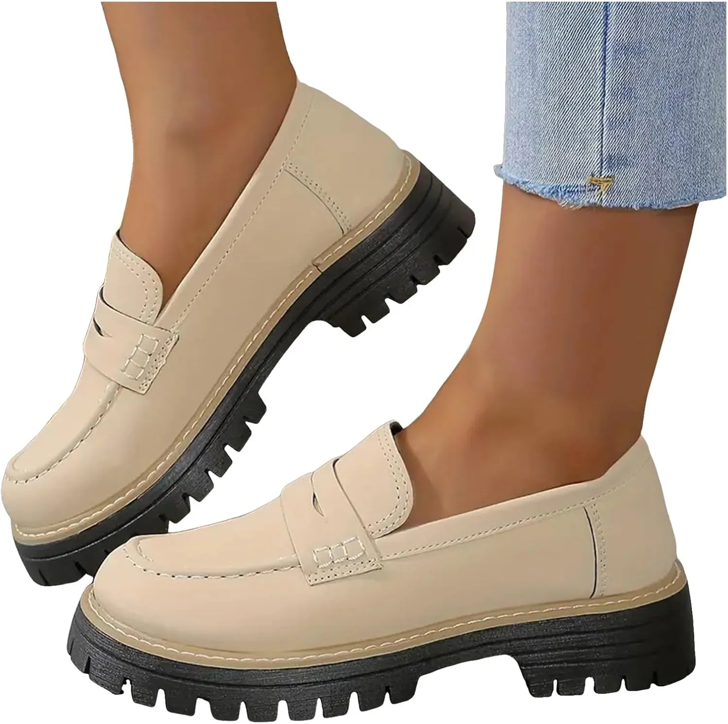 Orthoture-Orthopedic Loafers Shoes for Women 2024 Comfort Orthopedic Shoes Womens Round Toe Platform Walking Shoes,Platform Loafers,Womens Round Toe Walking Shoe, Slip on Shoes