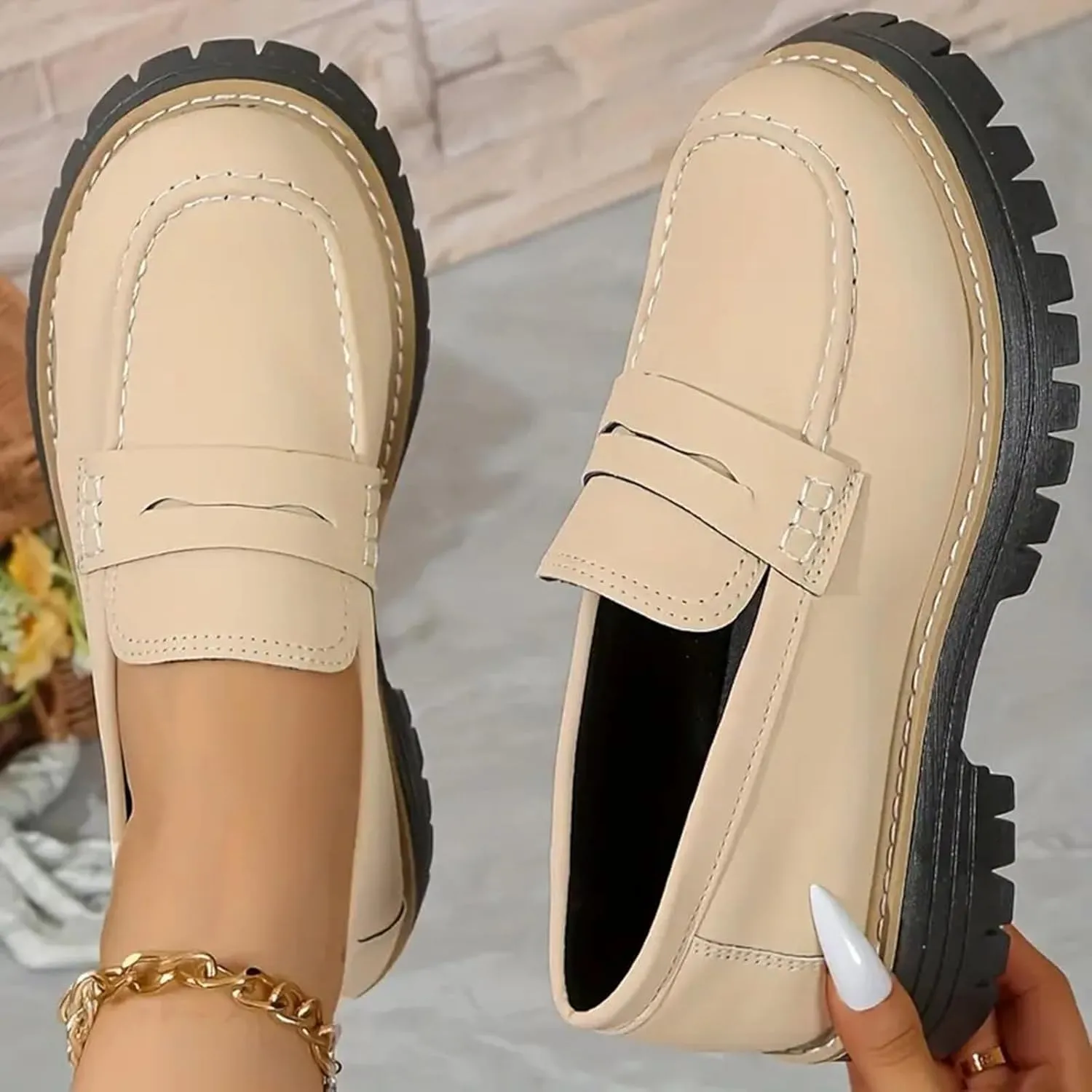 Orthoture-Orthopedic Loafers Shoes for Women 2024 Comfort Orthopedic Shoes Womens Round Toe Platform Walking Shoes,Platform Loafers,Womens Round Toe Walking Shoe, Slip on Shoes