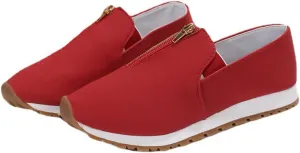 pearlzone Women's Casual Zipper Slip on Shoes,Casual Everyday Shoes,Casual Driving Loafers Walking Shoes for Women
