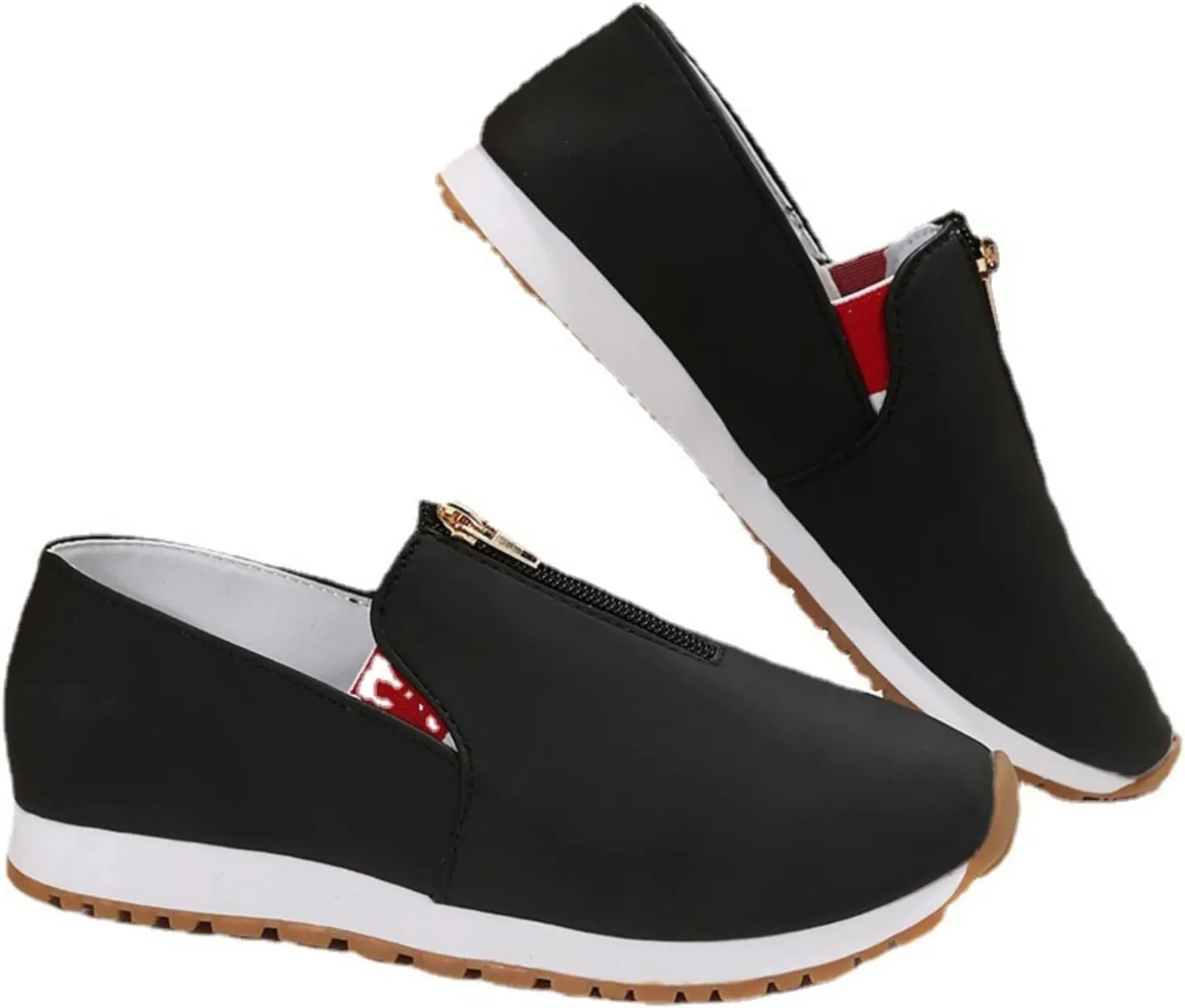 pearlzone Women's Casual Zipper Slip on Shoes,Casual Everyday Shoes,Casual Driving Loafers Walking Shoes for Women