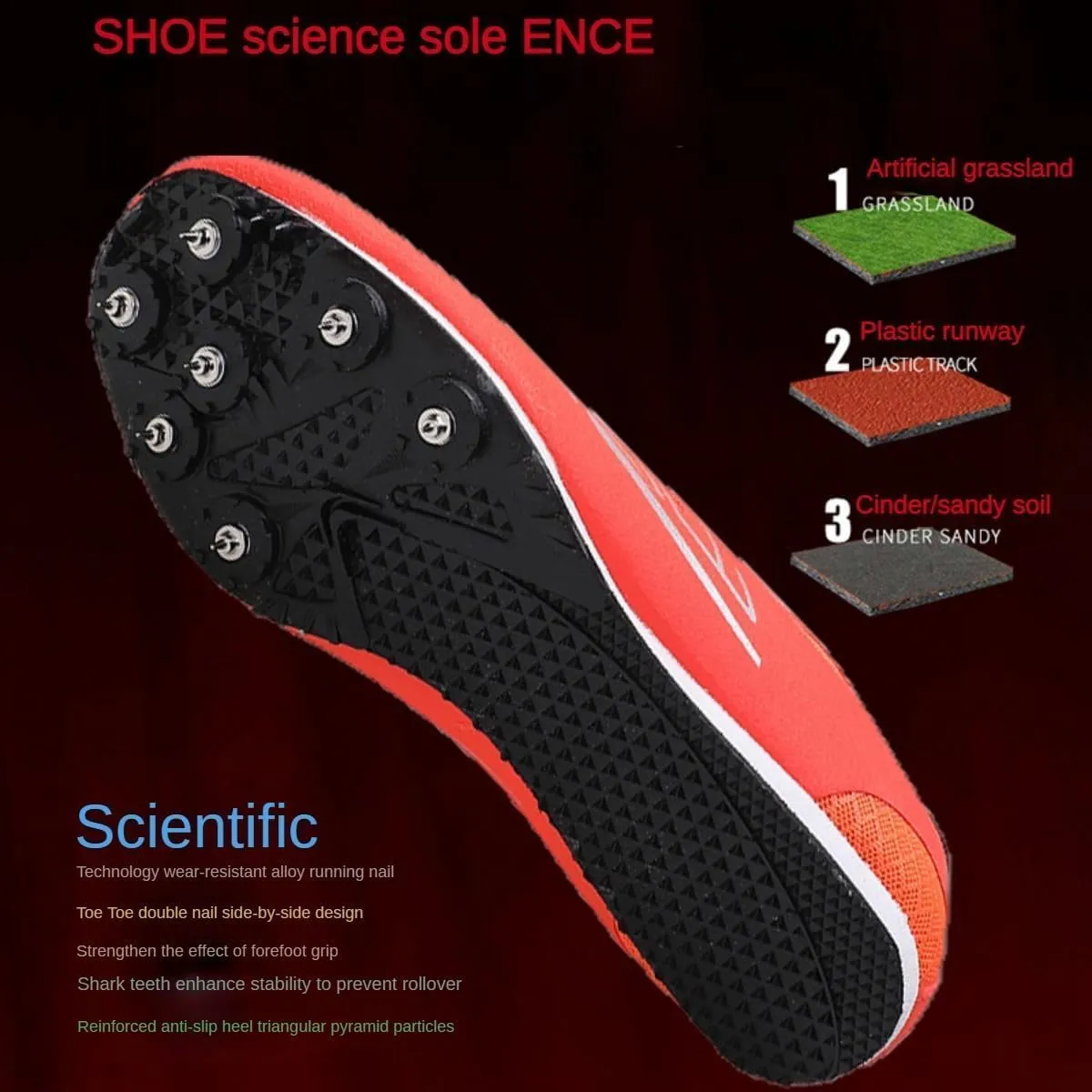 Professional Athletic Training Shoes, Suitable for Men, Women Track and Field Spikes Breathable Jumping & Middle-Distance Running Shoes
