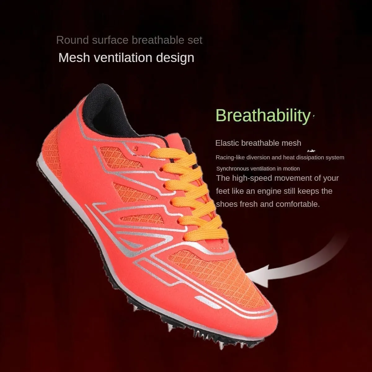 Professional Athletic Training Shoes, Suitable for Men, Women Track and Field Spikes Breathable Jumping & Middle-Distance Running Shoes