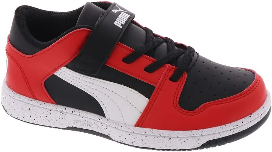 PUMA Rebound Layup Lo Speckle Hook-and-Loop (Little Kid) Puma Black/Puma White/High Risk Red 11.5 Little Kid M