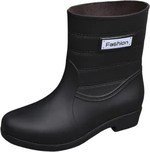 Rain Boots Women Waterproof Mid Calf Lightweight Cute Booties Fashion Work Comfortable Garden Shoes