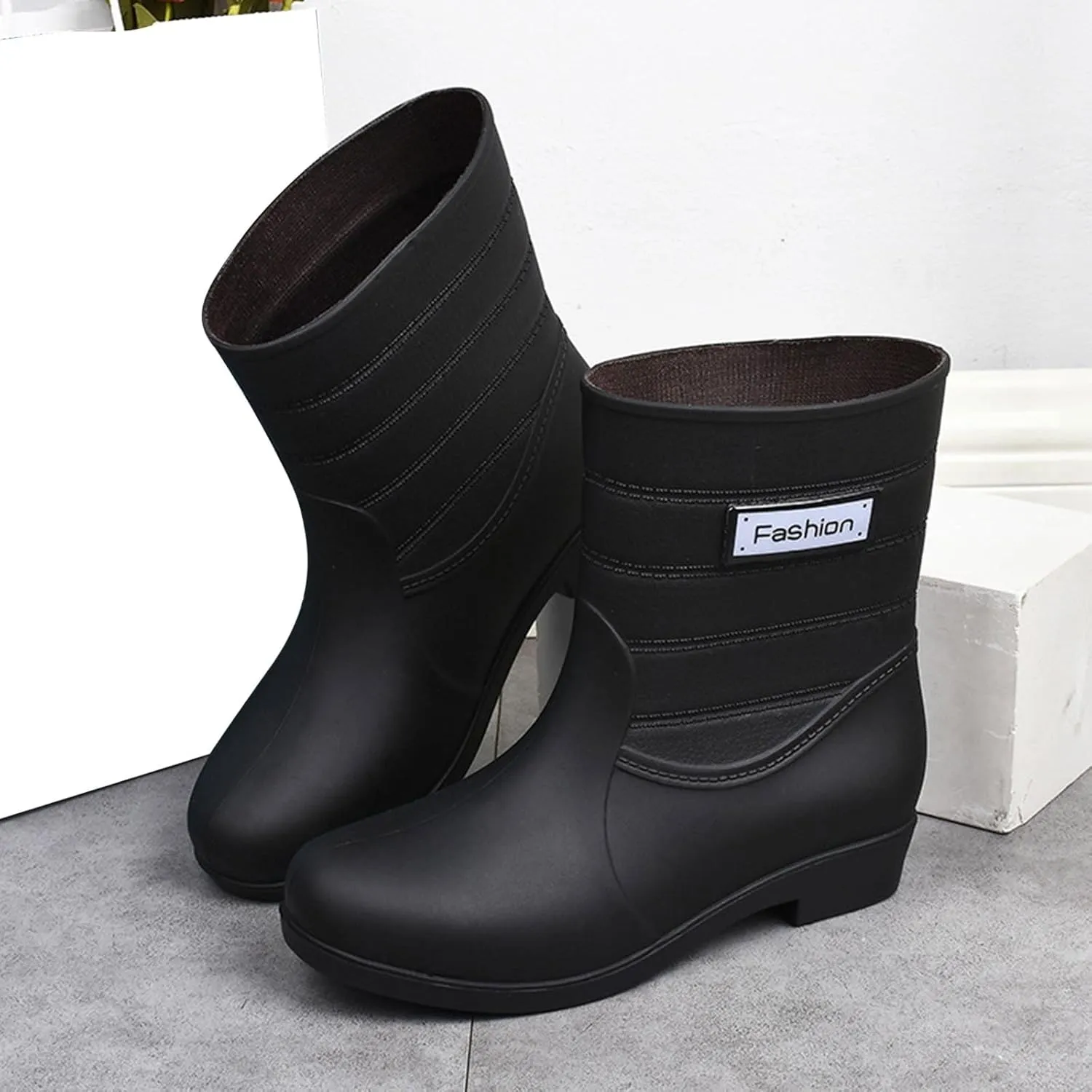 Rain Boots Women Waterproof Mid Calf Lightweight Cute Booties Fashion Work Comfortable Garden Shoes