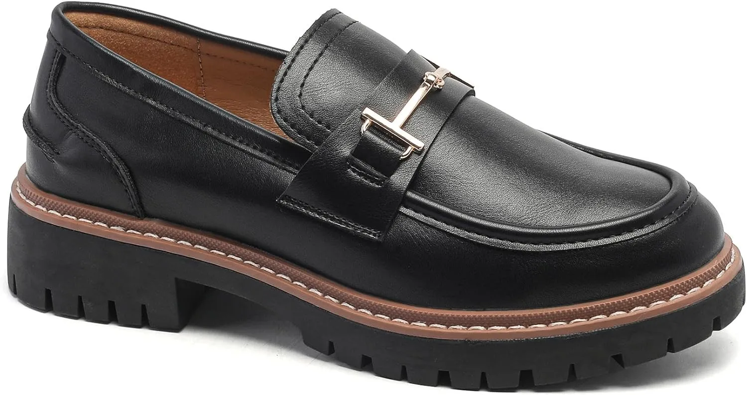Round Toe Chunky Loafers Women Platform Loafers for Women