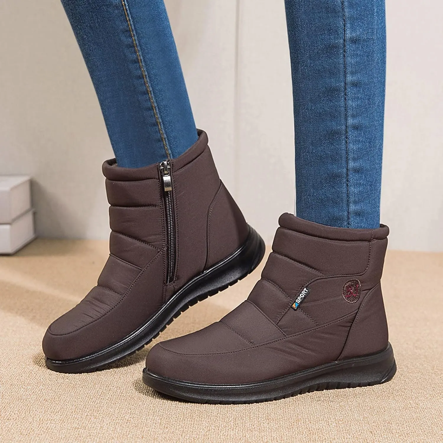Rvidbe Platform Boots for Women Womens Fashion Winter Warm Snow Boots Comfy Outdoor Waterproof Furry Boots Soft Shoes