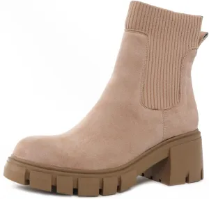 SACFOF Women's Elastic Chelsea Boots Fashion Platform Elastic Zippers Slip On Chunky Block Heel Platform Lug Sole Ankle Booties