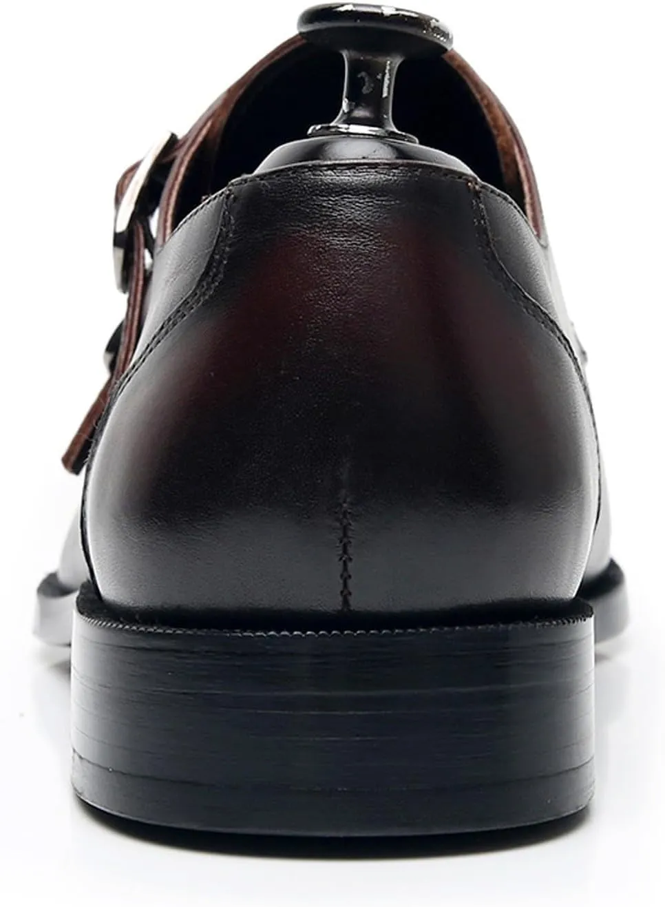Santimon Men's Double Monk Strap Dress Loafers, Genuine Leather Pointed Toe Brown Shoes,Blake Stitched Prom Wedding Tuxedo Shoes for Men