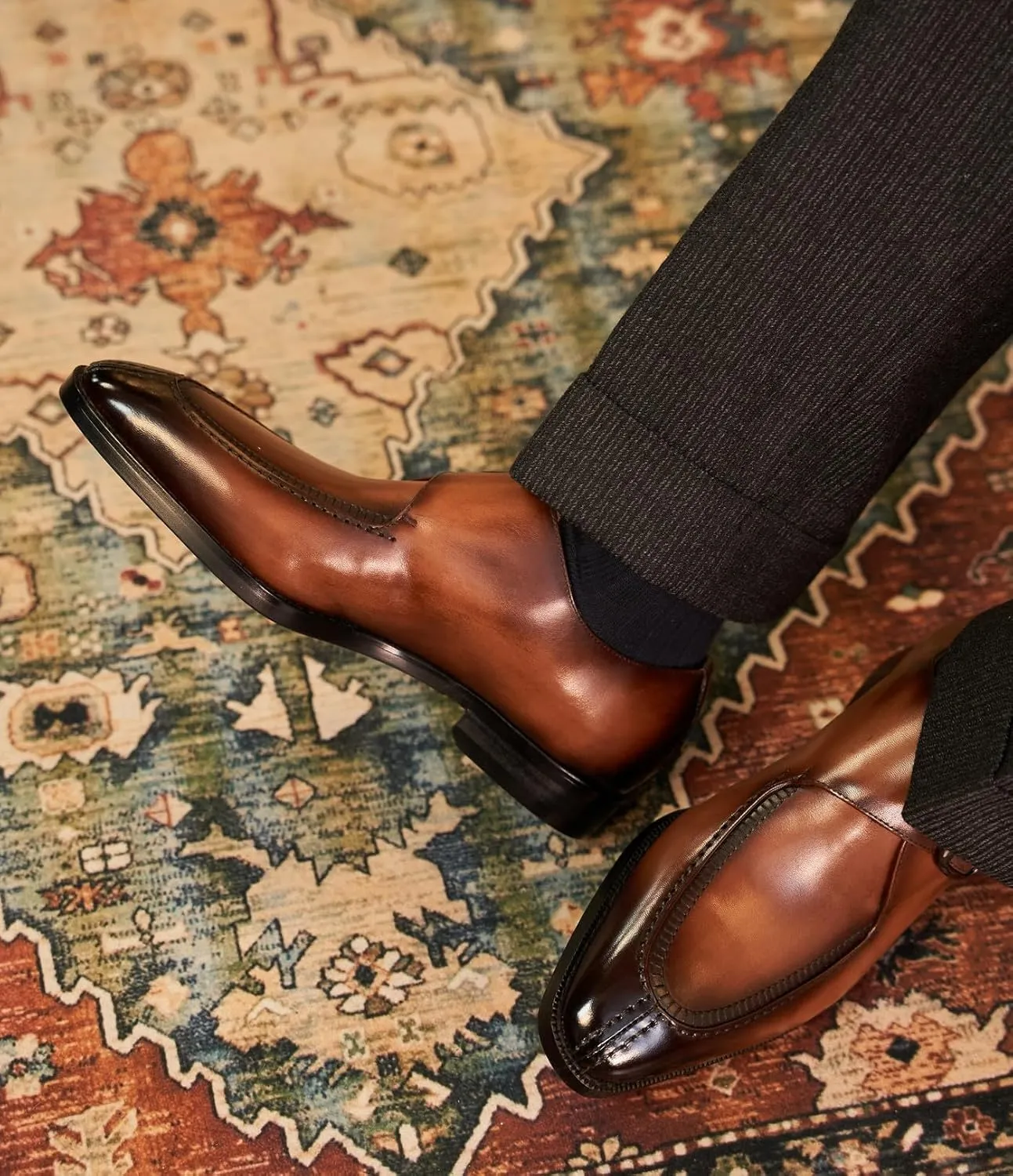 Santimon Men's Leather Monk Strap Dress Loafers, Blake Stitched, Buiness Dress Formal Shoes,Tuxedo Shoes for Men