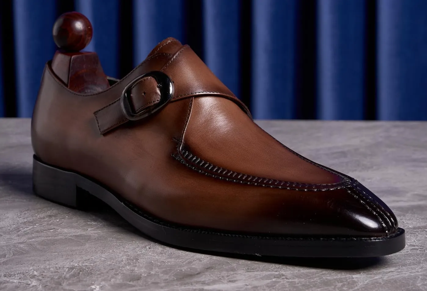 Santimon Men's Leather Monk Strap Dress Loafers, Blake Stitched, Buiness Dress Formal Shoes,Tuxedo Shoes for Men