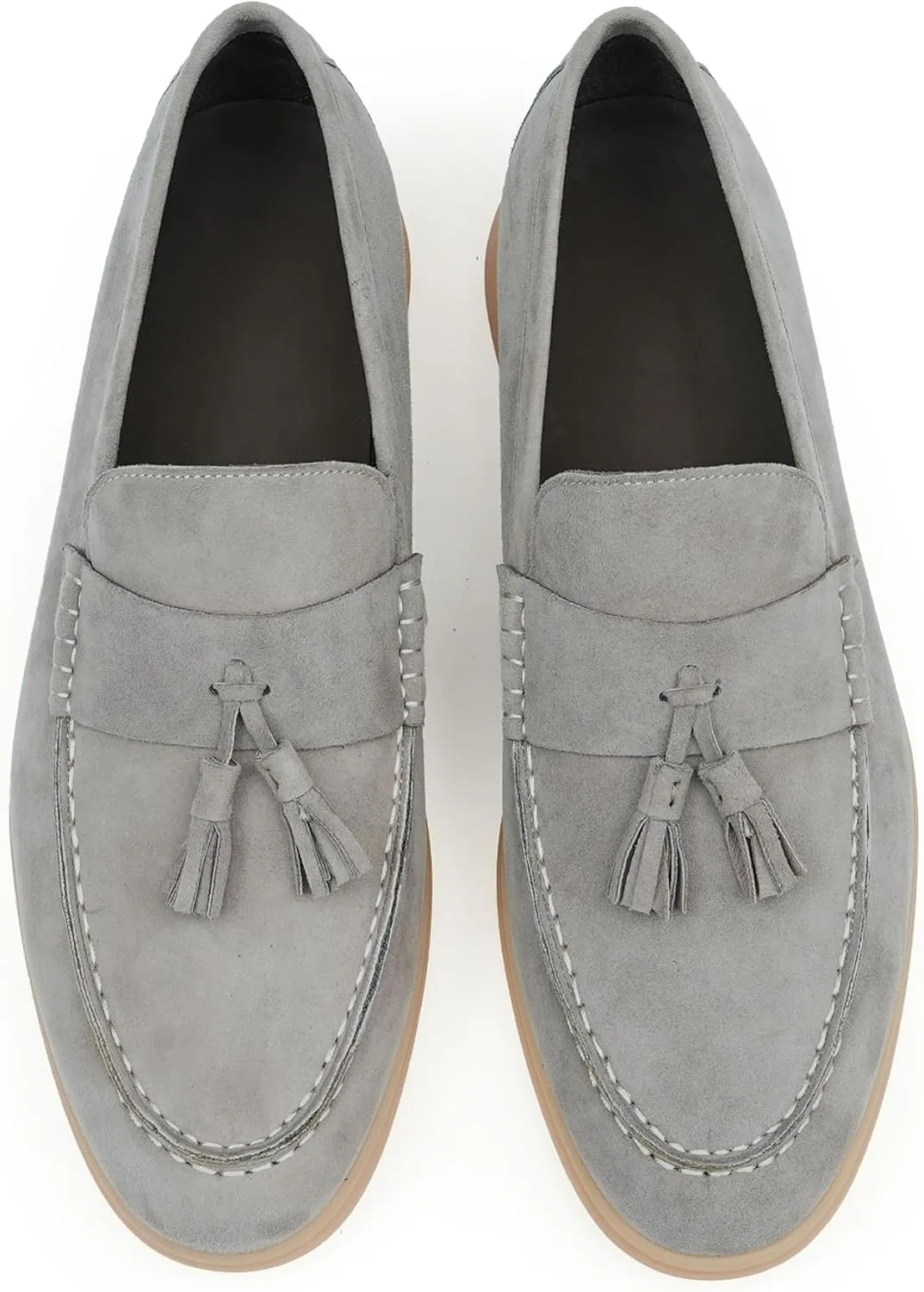 Santimon Men's Suede Tassel Loafers, Slip-On Moccasins with Cushioned Sole ?Comfort Business Casual & Stylish Footwear for Wedding Travel, and Everyday