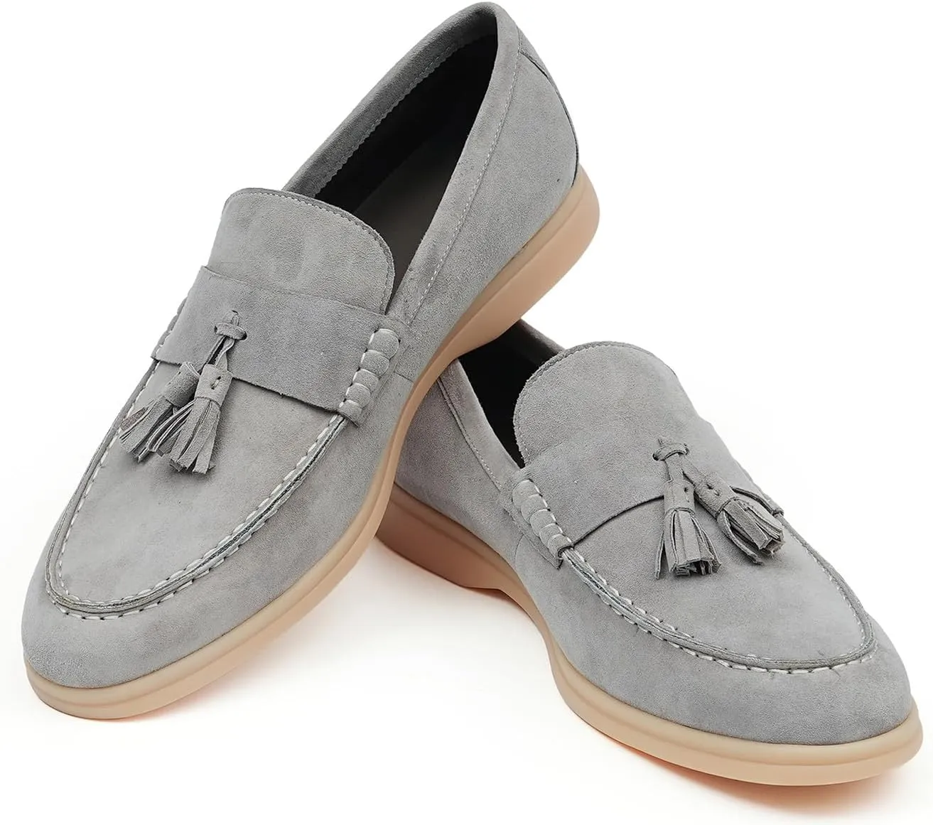 Santimon Men's Suede Tassel Loafers, Slip-On Moccasins with Cushioned Sole ?Comfort Business Casual & Stylish Footwear for Wedding Travel, and Everyday