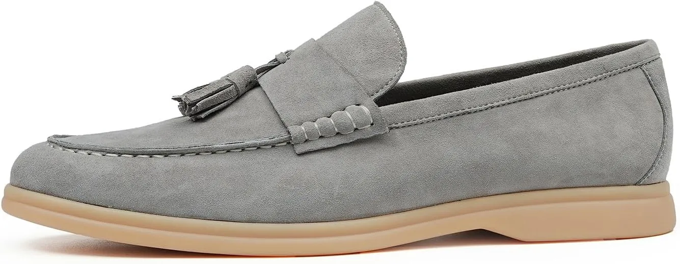 Santimon Men's Suede Tassel Loafers, Slip-On Moccasins with Cushioned Sole ?Comfort Business Casual & Stylish Footwear for Wedding Travel, and Everyday